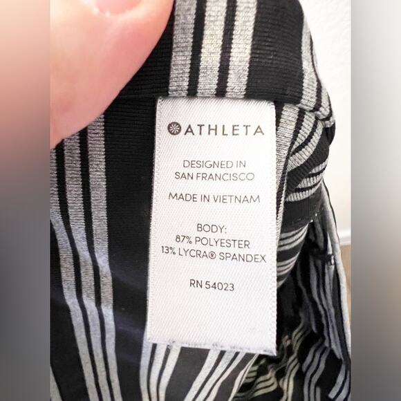 Athleta Black Silver Chaturanga Striped Workout Leggings Size M - Picture 4 of 5